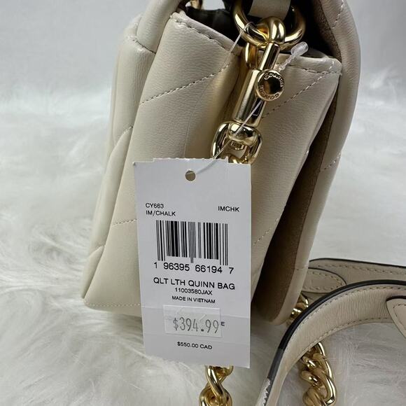 Coach Quinn Bag With Quilting Shoulder/Crossbody Bag In Leather/Gold/Chalk CY663 - Picture 8 of 12